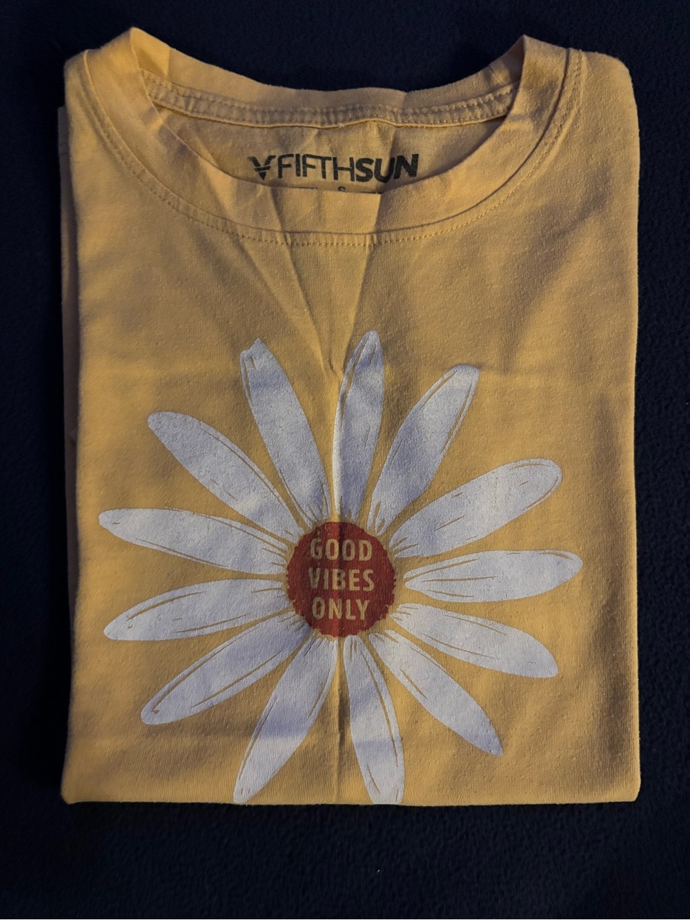 Fifth Sun Yellow Short Sleeve Tee with Daisy 'Good Vibes Only' Graphic